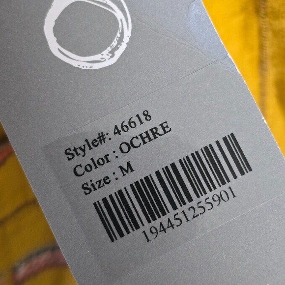 Habitat Clothes Top Womens Medium Yellow Button Up Long Sleeve Geometric - Picture 6 of 14